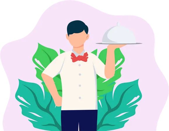 Male Waiter  Illustration