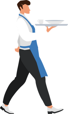 Male waiter with tray Illustration