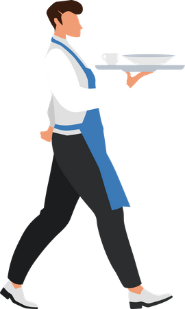 Male waiter with tray  Illustration