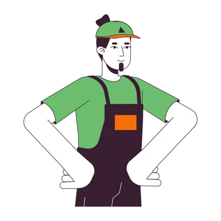 Male warehouse worker hands on hips  Illustration