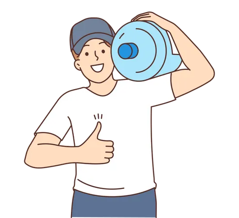 Male water delivery guy Illustration