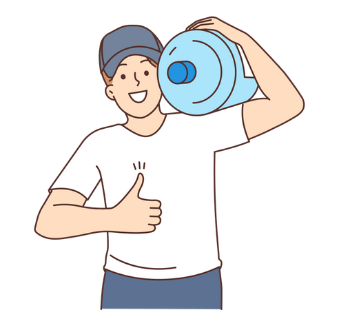 Male water delivery guy  Illustration