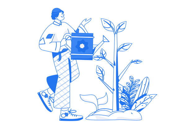 Male watering plants  Illustration