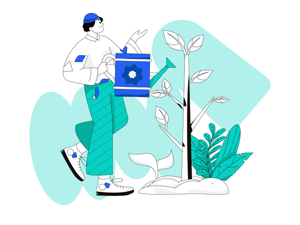 Male watering plants  Illustration
