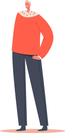 Male Wear Red Winter Sweater  Illustration