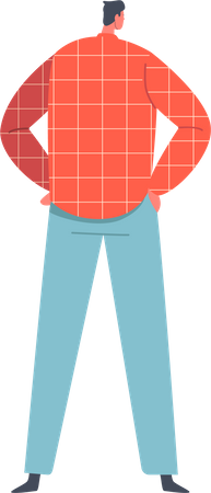 Male Wearing Casual Clothing Standing with Arms  Illustration