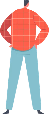 Male Wearing Casual Clothing Standing with Arms  Illustration