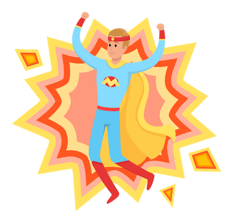 Male wearing super hero costume Illustration