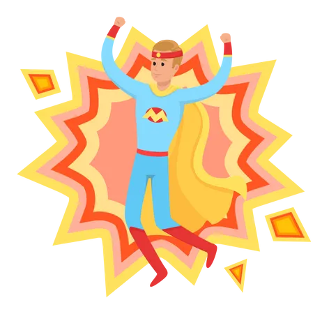 Male wearing super hero costume Illustration