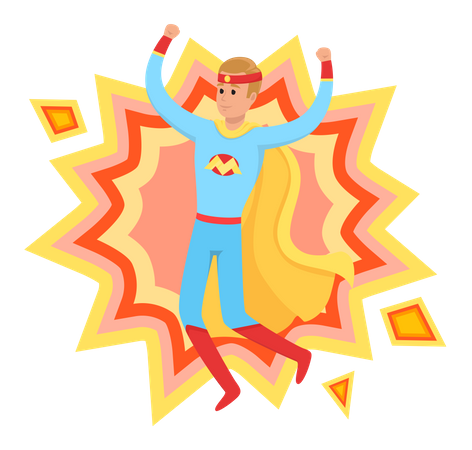 Male wearing super hero costume  Illustration