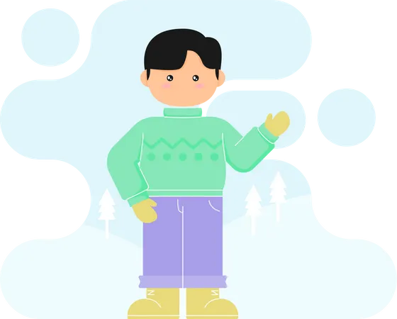 Flat Illustration Of A Boy Wearing Winter Clothes Illustration