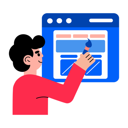 Male web designer making website  Illustration