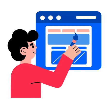 Male web designer making website  Illustration