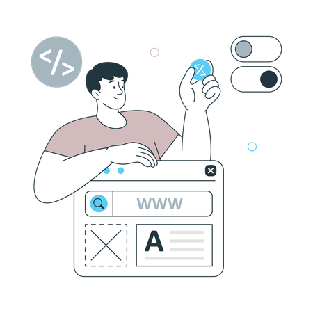 Male Web Designer working on web development  Illustration