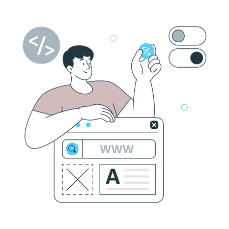 Male Web Designer working on web development  Illustration