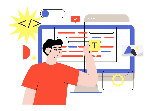 Male Web designer working on project  Illustration