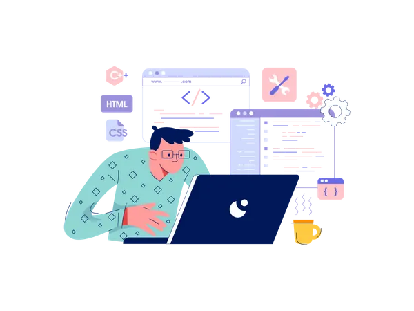 Male Web Developer  Illustration