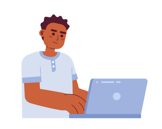 Male web developer working on laptop  Illustration