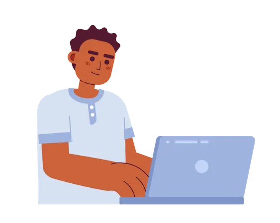 Male web developer working on laptop  Illustration