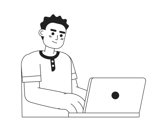 Male web developer working on laptop  Illustration