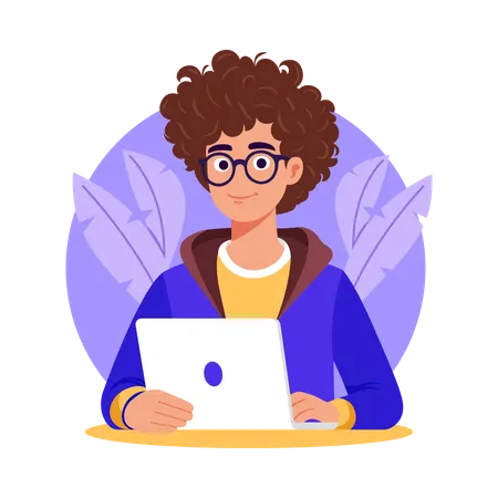 Male web developer working on laptop  Illustration