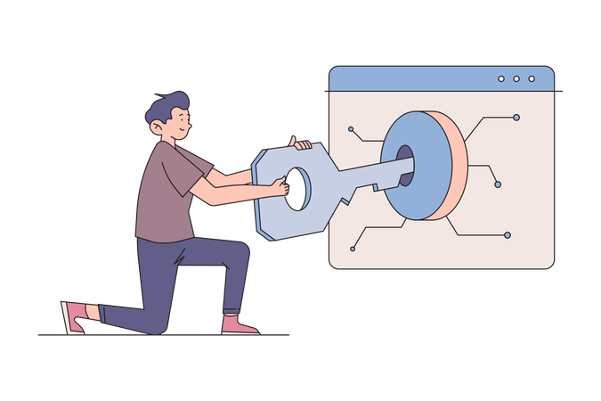 Male web security developer  Illustration