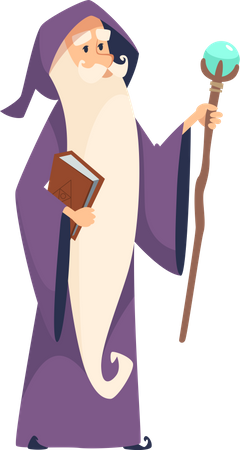 Male Witch Holding Book  Illustration