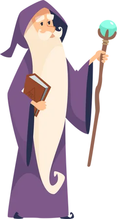 Male Witch Holding Book  Illustration