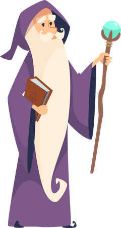 Male Witch Holding Book  Illustration