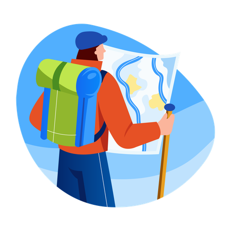 Male with adventure map  Illustration