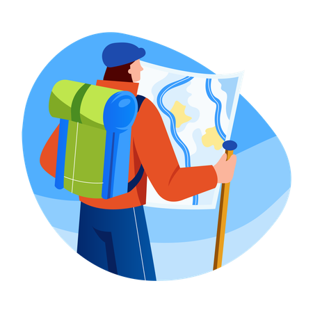 Male with adventure map  Illustration