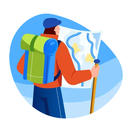 Male with adventure map  Illustration