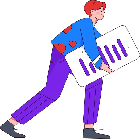 Male with analysis chart  Illustration