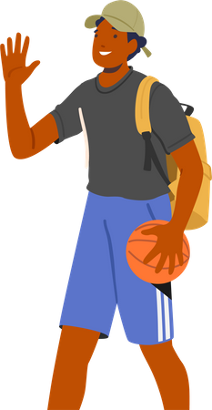 Male with Basketball Ball  Illustration
