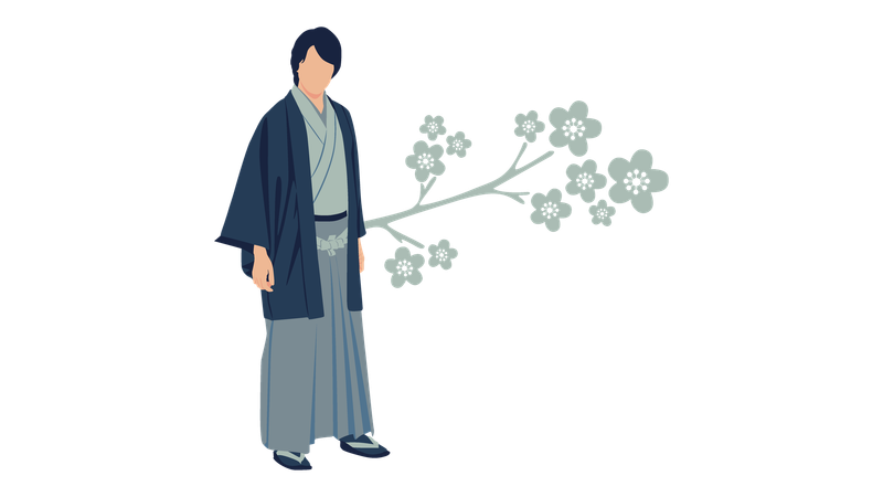 Male with Japan traditional clothes  Illustration