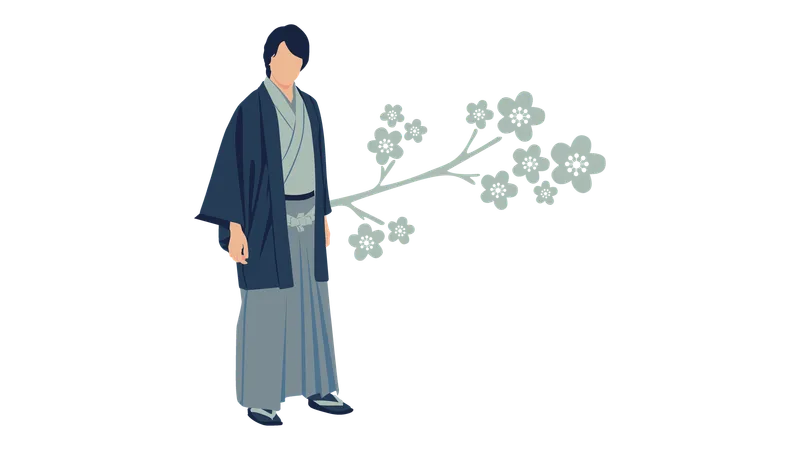 Male with Japan traditional clothes  Illustration