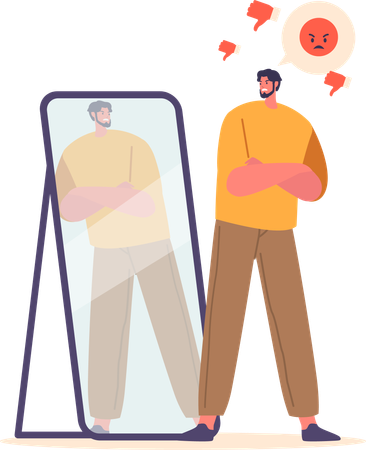 Male with Low Self Esteem  Illustration