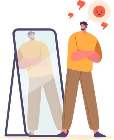 Male with Low Self Esteem  Illustration