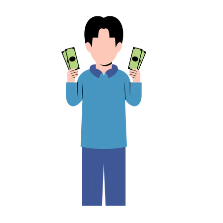 Man Holding Money Illustration