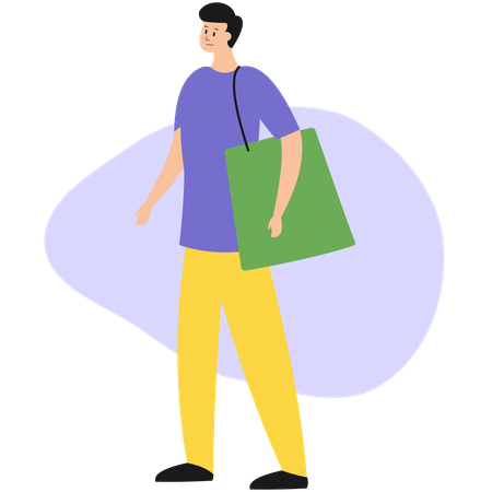 Male with Shopping Bag  Illustration