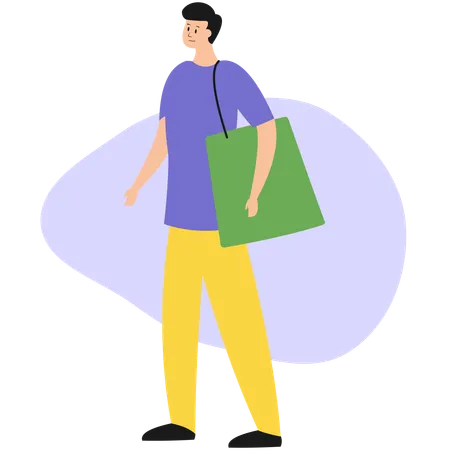 Male with Shopping Bag  Illustration