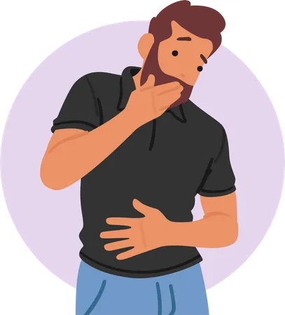 Male With Vomiting Gastritis Symptom  Illustration