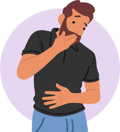 Male With Vomiting Gastritis Symptom  Illustration