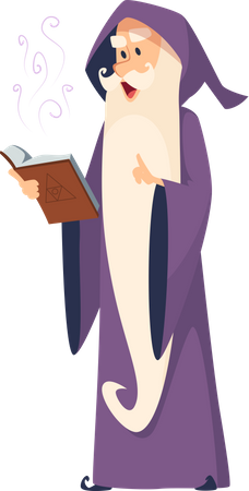 Male Wizard reading book Illustration