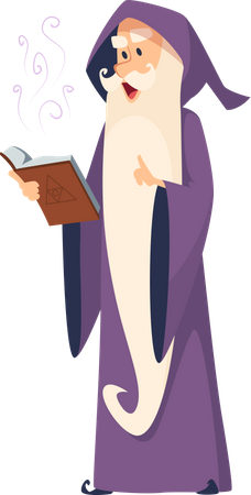 Male Wizard reading book  Illustration