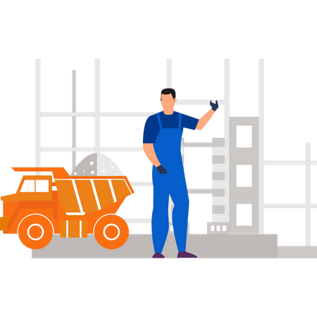 Male worker at construction site  Illustration