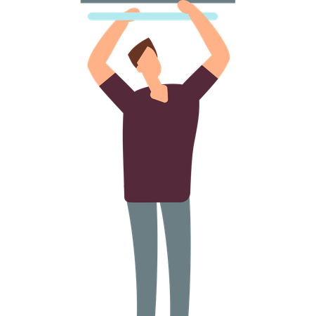 Male worker changing light  Illustration