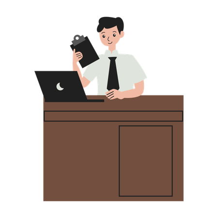 Male Worker checking documents  Illustration