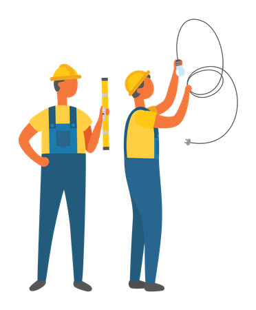Male worker checking light  Illustration
