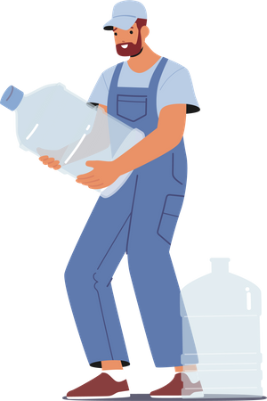Male Worker Delivers Fresh Water  일러스트레이션